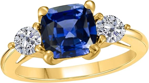 Aonejewelry Diamond And Tanzanite Three stone Ring 2.20 Carat In 10K Solid Rose, White & Yellow Gold, Best Valentinesday Gift