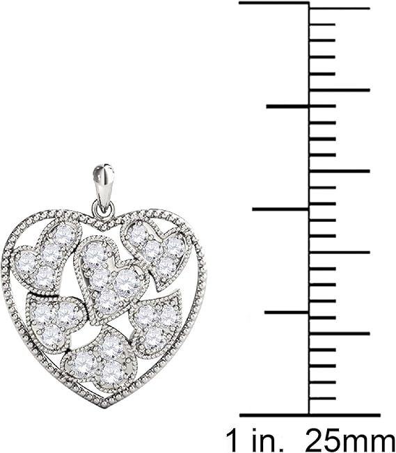 0.25 Carat Natural Round White Diamond Heart Shape Pendant Necklace For Women In 10K Rose, Yellow and White Gold With Sterling Silver 18" Box Chain