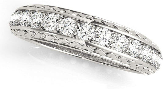 AoneJewelry 1/2 Carat Diamond Wedding Band Finished With 14K Solid White Gold, Best Valentinesday Gift