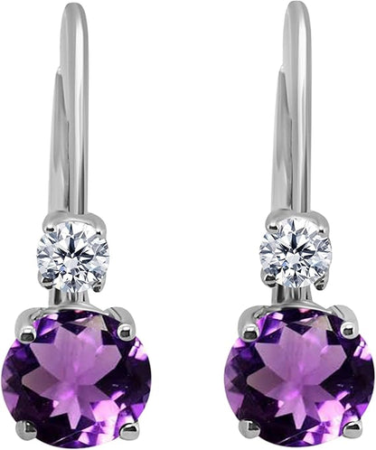 Aonejewelry1.80 Carats Gemstone Diamond Dangling Earrings for Women In 14K White Gold Prong-Setting Gemstone Wedding Jewelry Collection