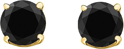 AoneJewelry3.00 CaratsW Round Black Diamond Solitaire Stud Earrings for Women In 14K Yellow Gold Prong-Setting Gemstone Wedding Jewelry Collection