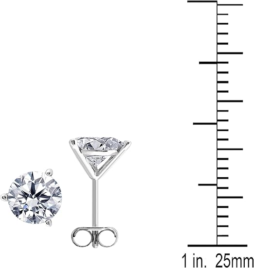 AoneJewelryIGI Certified 0.75 CaratsW Round White Diamond Martini Stud Earrings for Women in 14K White Gold Prong-Setting Gemstone Wedding Jewelry Collection