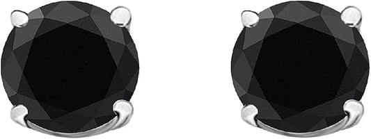 AoneJewelry3.00 CaratsW Round Black Diamond Solitaire Stud Earrings for Women In 14K White Gold Prong-Setting Gemstone Wedding Jewelry Collection