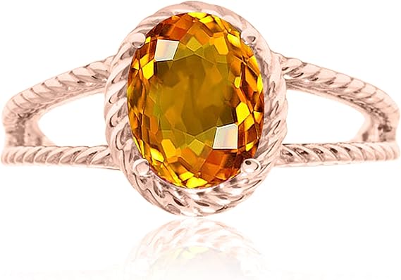 Aonejewelry 1.25 Carat Citrine Oval Shape Ring In 10K Solid Rose, White & Yellow Gold, Best Valentinesday Gift