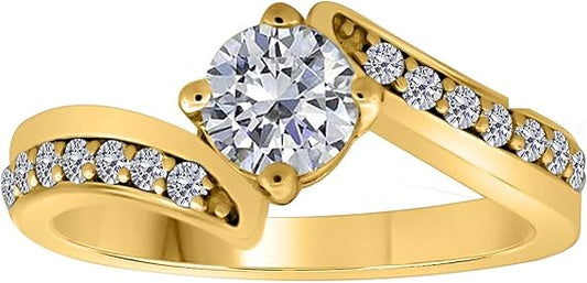 3/4 Carat Diamond Dazzler Engagement Ring In 18K Solid Rose, Yellow & White Gold, Best Valentinesday Gift