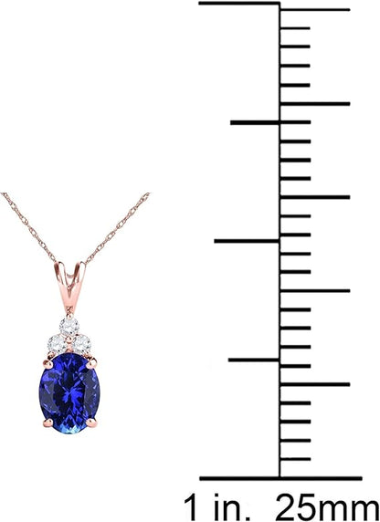 1.85 Carat Oval Shape Created Gemstone With Natural Diamonds Pendant Necklace For Woman Crafted In 14k Rose White And Yellow Gold With 18" Gold Plated Over 925 Sterling Silver Box Chain