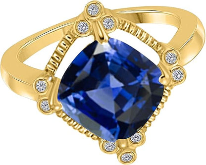 Aonejewelry 10K Tanzanite And Diamond Ring 2.85 Carat In Solid Rose, White & Yellow Gold, Best Valentinesday Gift