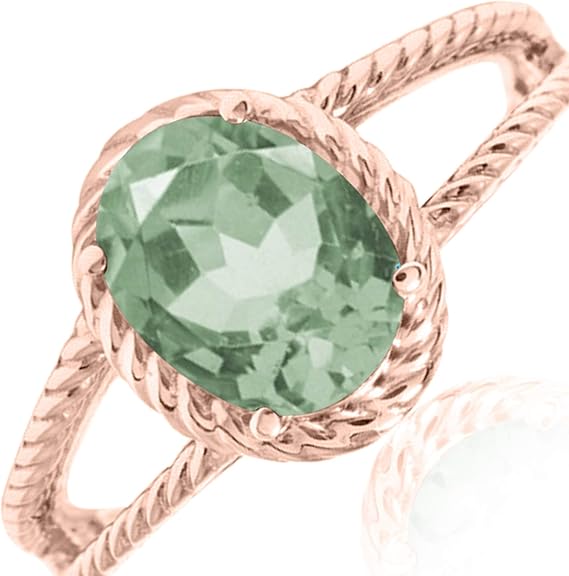 Aonejewelry 1.25 Carat Green Amethyst Oval Shape Ring In 10K Solid Rose, White & Yellow Gold, Best Valentinesday Gift