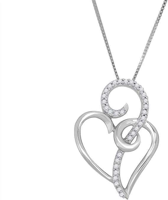 0.11 Carat Diamond Heart Shape Milgrained Pendant With 18" Box Chain