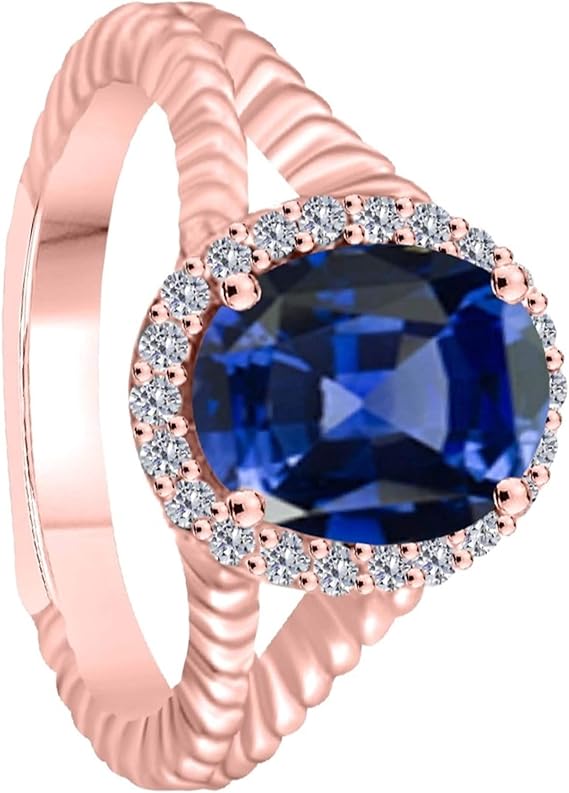 Aonejewelry 10K Solid Rose, White & Yellow Gold Tanzanite Diamond Ring, Best Valentinesday Gift