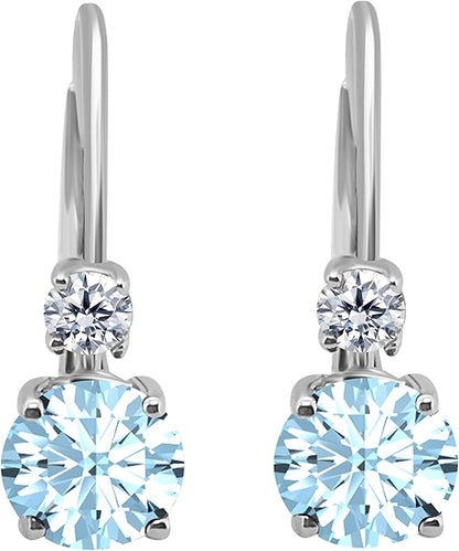 Aonejewelry1.80 Carats Gemstone Diamond Dangling Earrings for Women In 14K White Gold Prong-Setting Gemstone Wedding Jewelry Collection