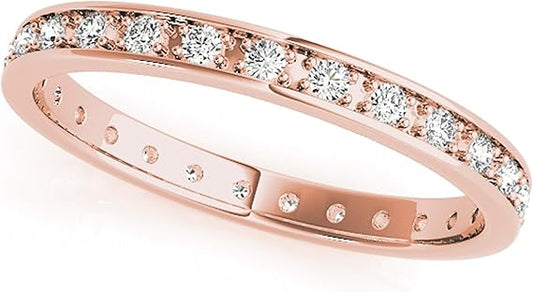 Diamond Eternity Wedding Band In 10K Solid White, Yellow & Rose Gold, Best Valentinesday Gift