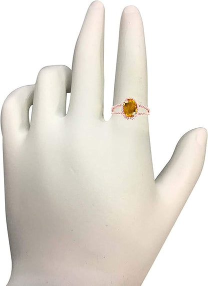 Aonejewelry 1.25 Carat Citrine Oval Shape Ring In 10K Solid Rose, White & Yellow Gold, Best Valentinesday Gift