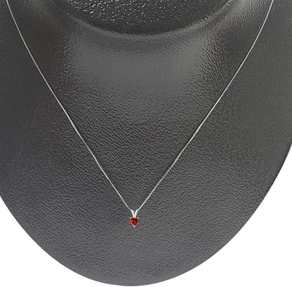 AoneJewelry 0.25Ct Heart Garnet Pendant in 14k White Gold (4 mm), Best Valentinesday Gift