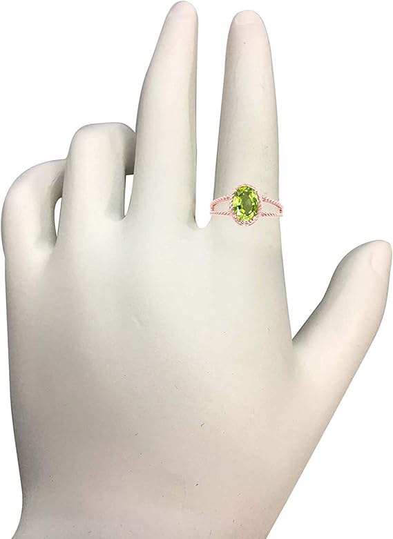 Aonejewelry 1.25 Carat Peridot Oval Shape Ring In 10K Solid Rose, White & Yellow Gold, Best Valentinesday Gift