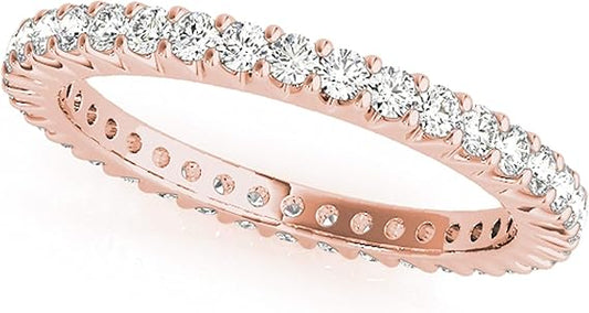 18K Diamond Eternity Wedding Band In Solid White,Yellow & Rose Gold, Best Valentinesday Gift