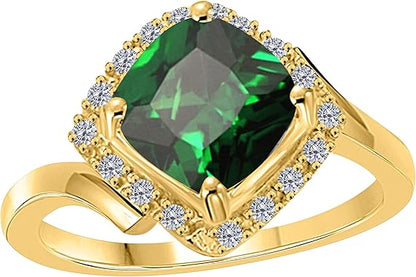 Aonejewelry 2.35 Carat Halo Diamond Emerald Ring In 10K Solid Rose, White & Yellow Gold, Best Valentinesday Gift