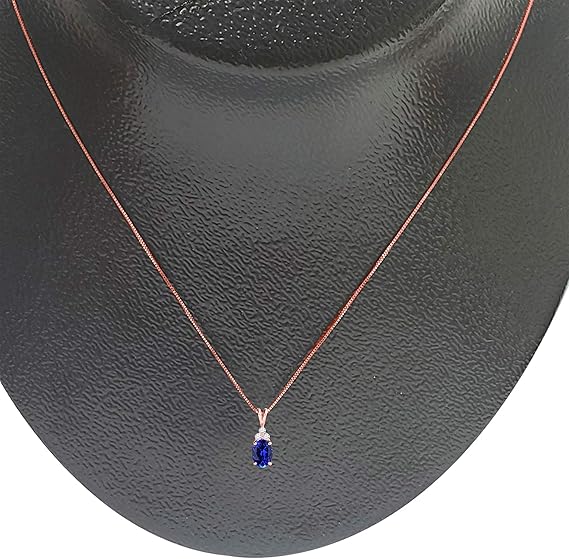 1.85 Carat Oval Shape Created Gemstone With Natural Diamonds Pendant Necklace For Woman Crafted In 14k Rose White And Yellow Gold With 18" Gold Plated Over 925 Sterling Silver Box Chain