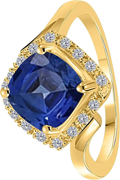 Aonejewelry 2.35 Carat Sapphire Halo Diamond Ring In 10K Solid Rose, White & Yellow Gold, Best Valentinesday Gift