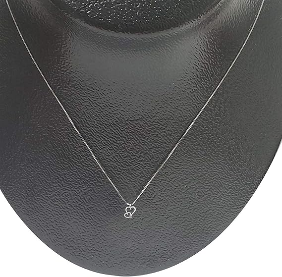 0.10 Carat Natural Round Shape Diamond With Double Heart Shape Design Lightweight Pendant Necklace For Woman Wedding Engagement Anniversary Jewelry Collection Crafted In 925 Sterling Silver With 18" 925 Sterling Silver Box Chain