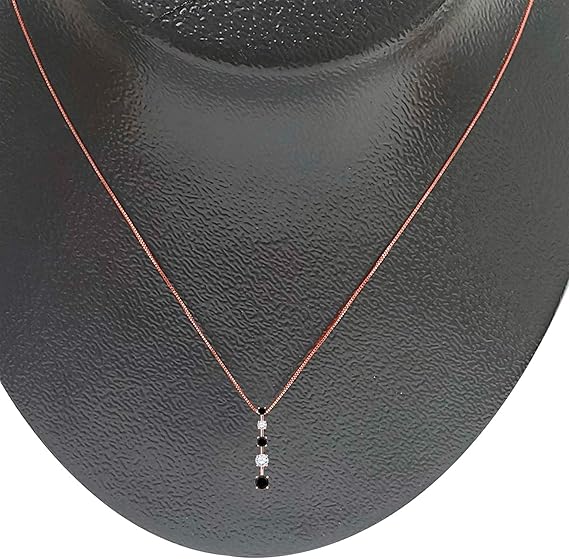 AoneJewelry 2.0 Carat Natural Black & White Diamond In Ascending Design Pendant Necklace For Woman Crafted In 10k Rose White And Yellow Gold With 18" Gold Plated Over 925 Sterling Silver Box Chain