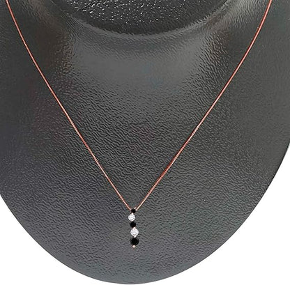 AoneJewelry 10K Rose Gold 1.00 Carat Black & White Diamond/Five Stone Pendant With 18" Box Chain, Best Valentinesday Gift