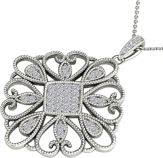 0.35 Carat Natural Round White Diamond Four Leaf Pendant Necklace For Women In 10K Rose, Yellow and White Gold with Gold Plated 925 Sterling Silver 18" Box Chain