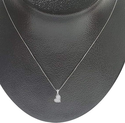 0.15 Carat Natural Round Shape Diamond With Heart Shape Lightweighted Pendant Necklace For Woman Wedding Engagement Anniversary Jewelry Collection In 925 Sterling Silver With 18" Box Chain