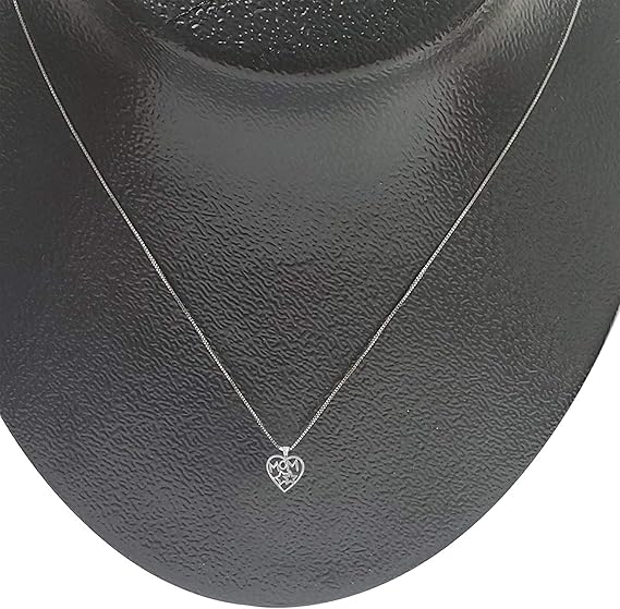 Natural White Diamond With Double Star Heart Shape Mom Pendant For Your Mother Crafted In 925 Sterling Silver With 18" Gold Plated Over 925 Sterling Silver Box Chain