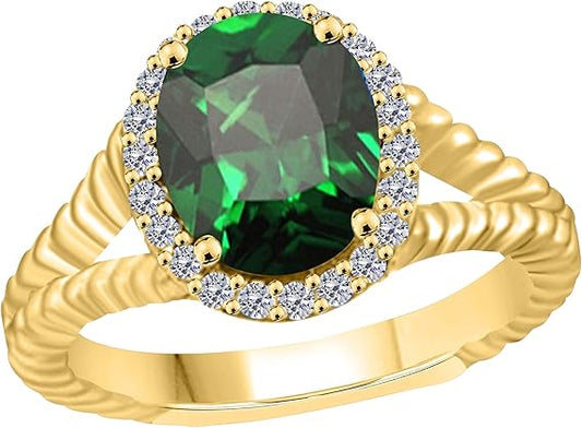 Aonejewelry Emerald Diamond Ring In 10K Solid White, Yellow & Rose Gold 1.95 Carat, Best Valentinesday Gift