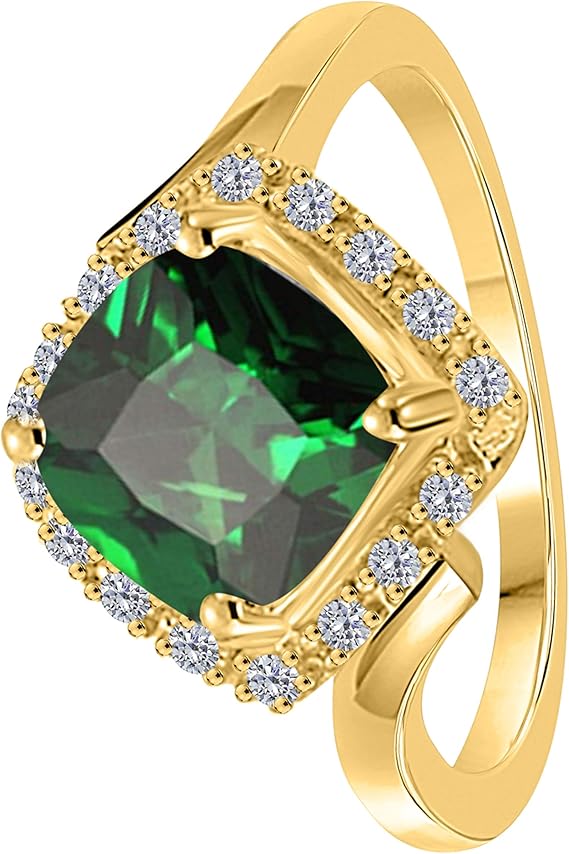 Aonejewelry 2.35 Carat Halo Diamond Emerald Ring In 10K Solid Rose, White & Yellow Gold, Best Valentinesday Gift